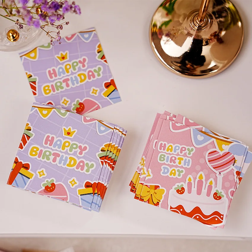 50pcs/set Cute Happy Birthday Cards New Note Message Cards Bouquet Gifts Party Supplies For Birthday Party Favors Kids Boy Girl