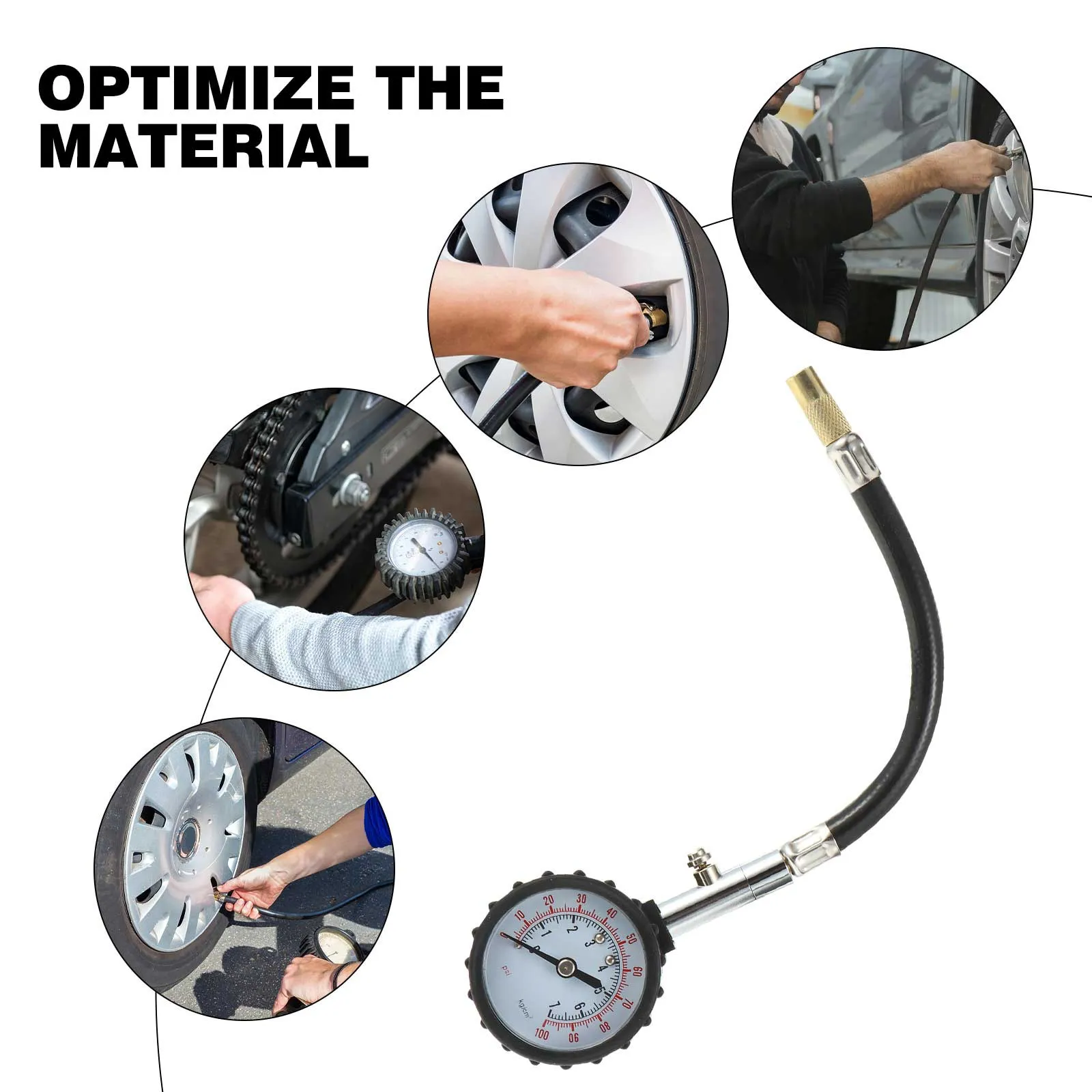 Tire Pressure Gauge Small Size Built-in Meter for Car Auto Motorcycle Deflate Tube Tire Pressure Meter Accurate Reliable