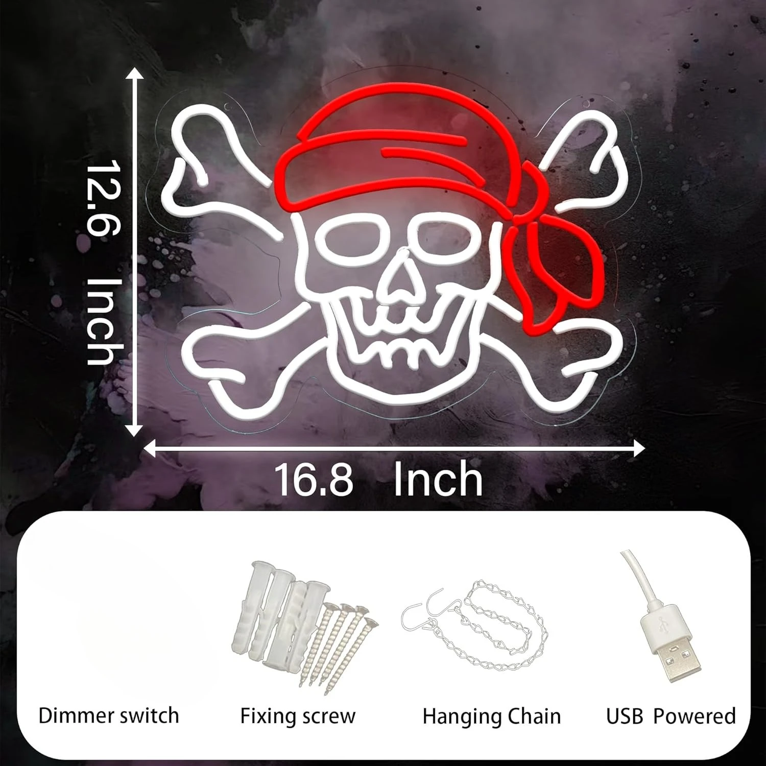 Pirate Skull USB Dimmable Neon - Retro Gaming Gifts For Men recension och pris