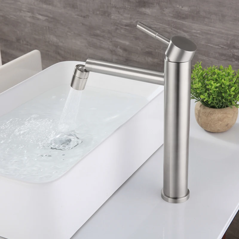 Heightened and lengthened washbasin faucet stainless steel faucet with universal rotation of basin on domestic table