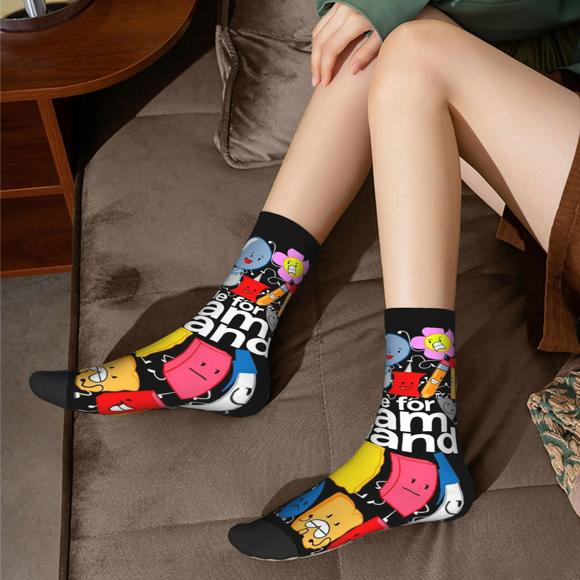 Battle for Dream Island Socks Harajuku Sweat Absorbing Stockings All Season Long Socks Accessories for Unisex Christmas Gifts