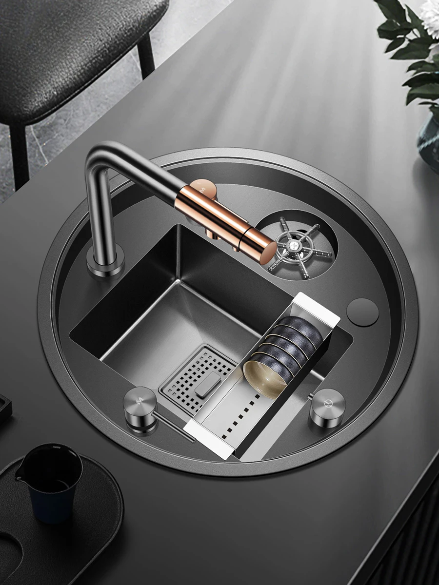 Circular Sink with Hidden Design and High-Pressure Cup Washer