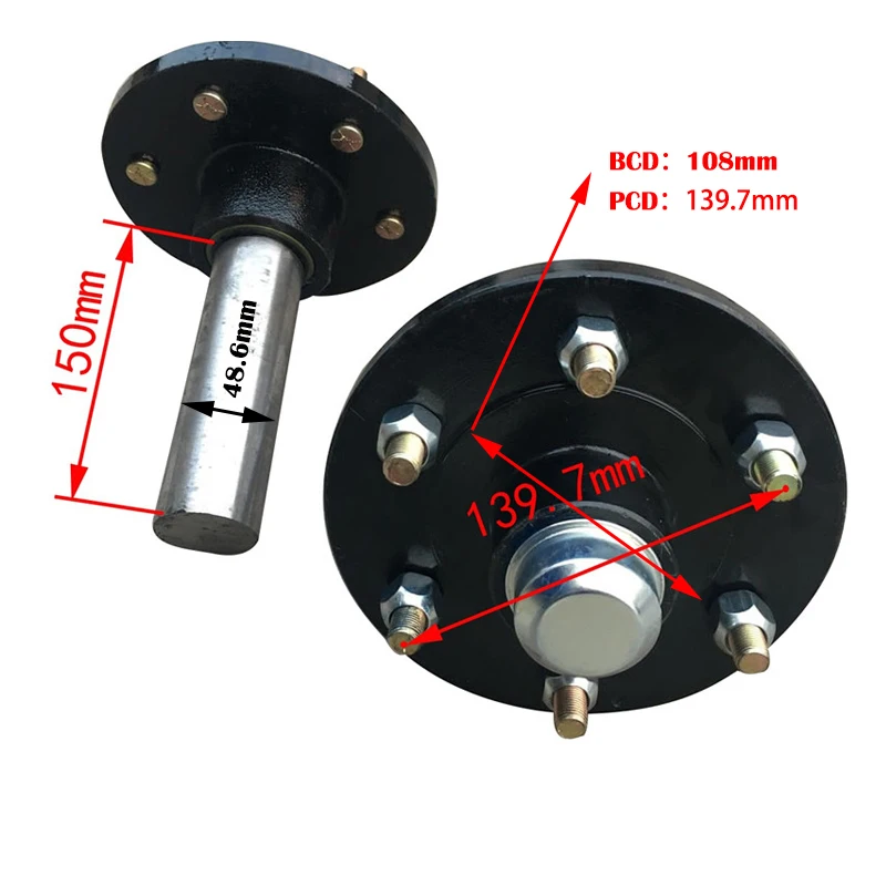 Egotrailer 2PCS 6-139.7 3500lbs unbrake  trailer half axle shaft trailer hubs  trailer parts price for pair