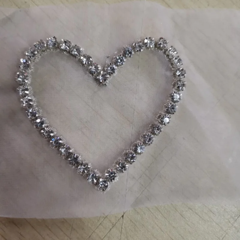 (1000pcs) Customized heart shape rhinestone and pearl applique, DHL