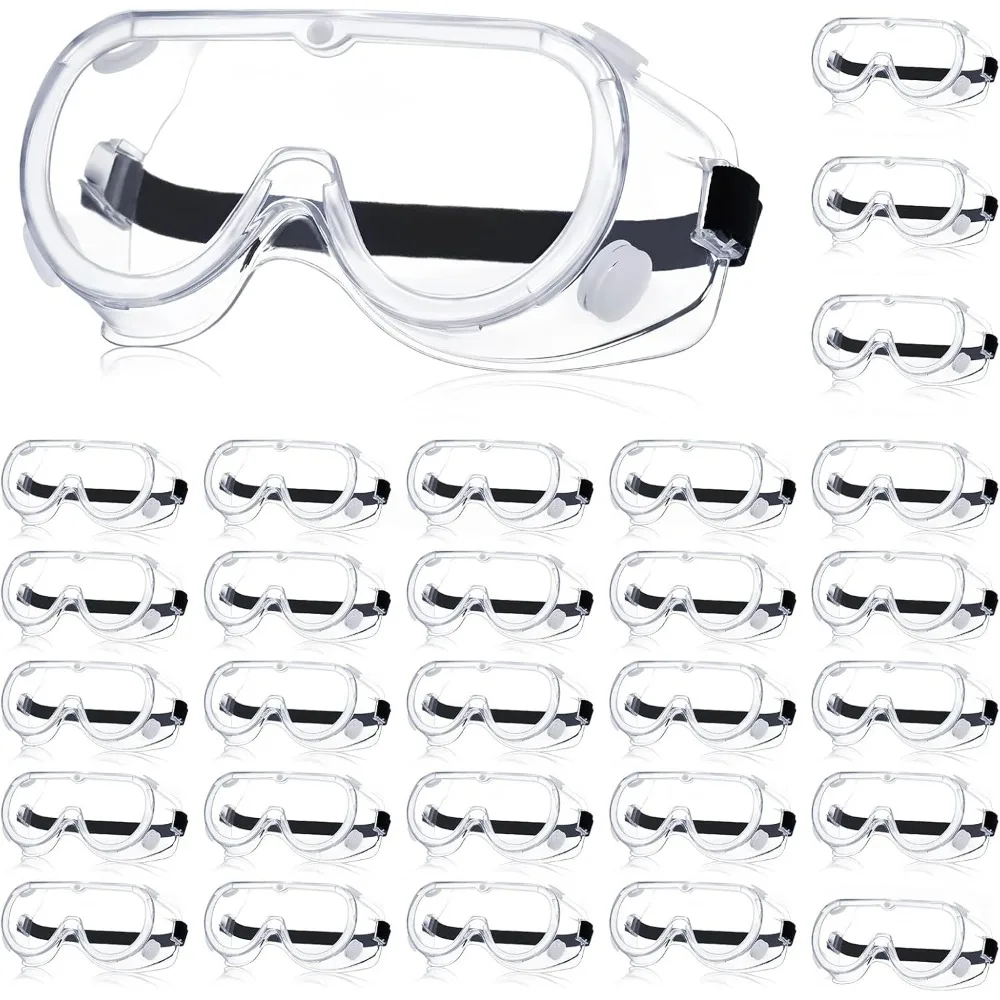 30 Pack Protective Safety Goggles Clear Lab Goggles Over Glasses Anti Fog Eye Protection Goggles for Men Women (Clear)