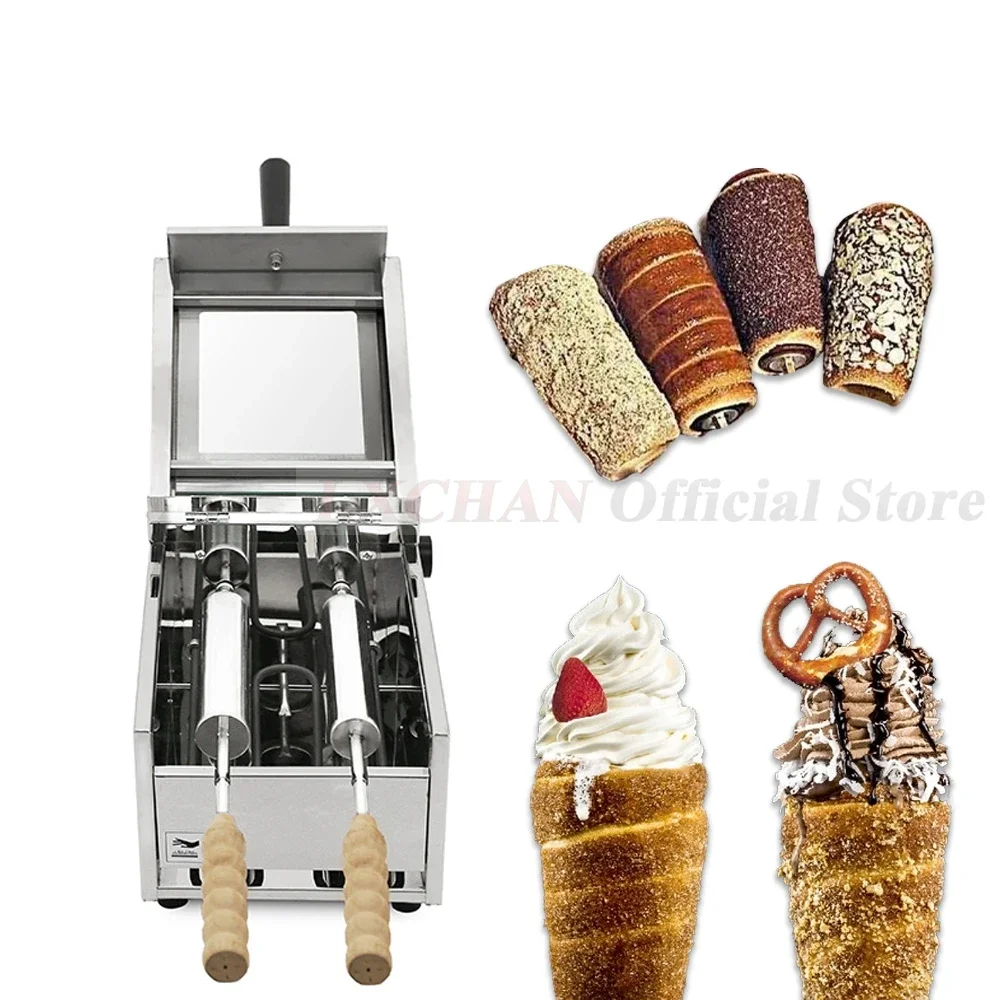 HomeWise Cake Baking Machine Chimney Bread Roll Baking Machine Ice Cream Bread Cone Maker Kurtos Kalacs Oven with 2 Rollers