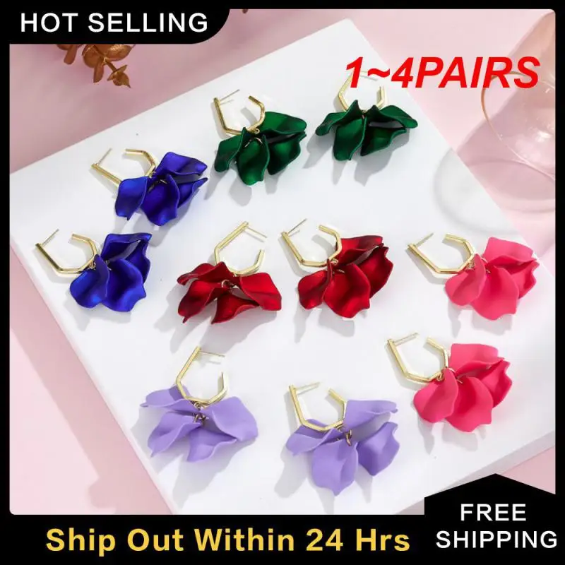 1~4PAIRS Dangle Earrings Flower Temperament Hanging Earring For Women Drop Earrings Colorful Vintage Geometric Earrings