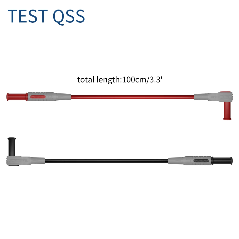 QSS 1 pair Multimeter Test Lead Safety Banana Plug 90 Degree To Straight  Multimeter Test Cable 100cm Q.70041