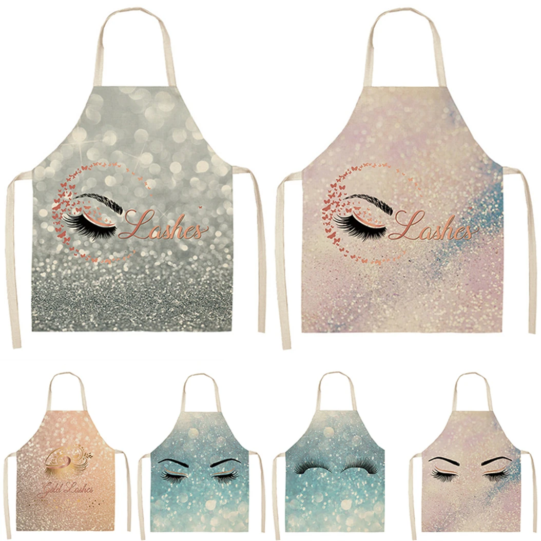 

Eyebrows Style Chef Apron Cleaning Pinafore Cooking Apron Makeup Pattern Sleeveless Cotton Linen Aprons Home Custom Aprons Bib