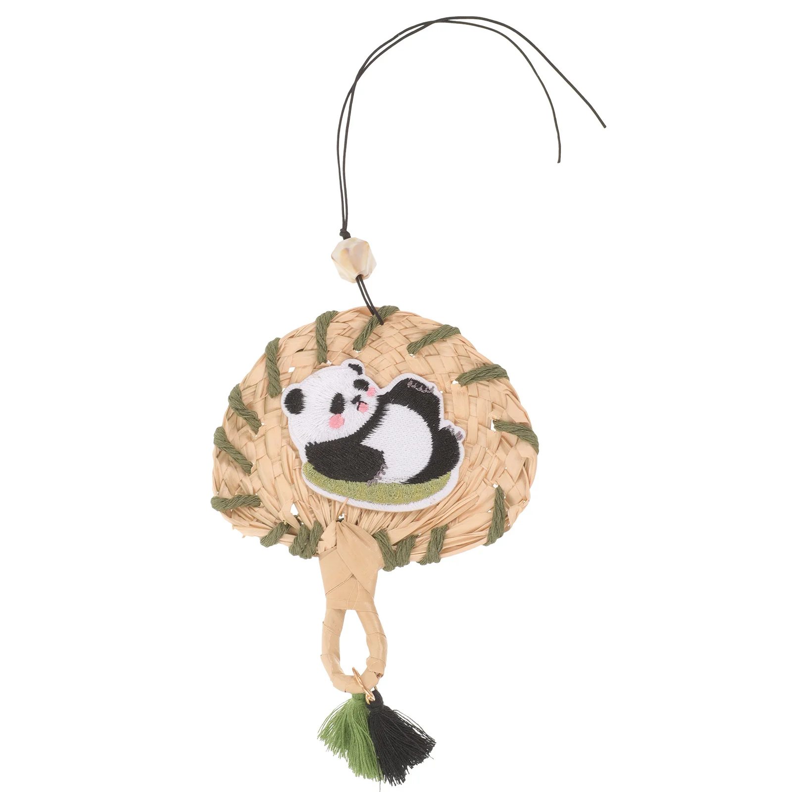 

Panda Car Hanging Ornament Fan Shape Bamboo Material Rearview Mirror Pendant for Car Interior Decoration Cute Animal Accessory