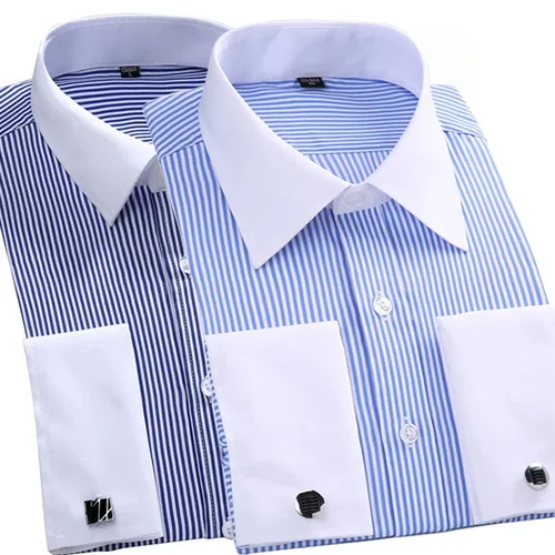 Imagen 2 del producto Camisa de primavera M ~ 6XL para hombre, camisa de manga larga ajustada con cuello fino, Color de contraste, cuello diferente, camisa informal de negocios con cuello de puño