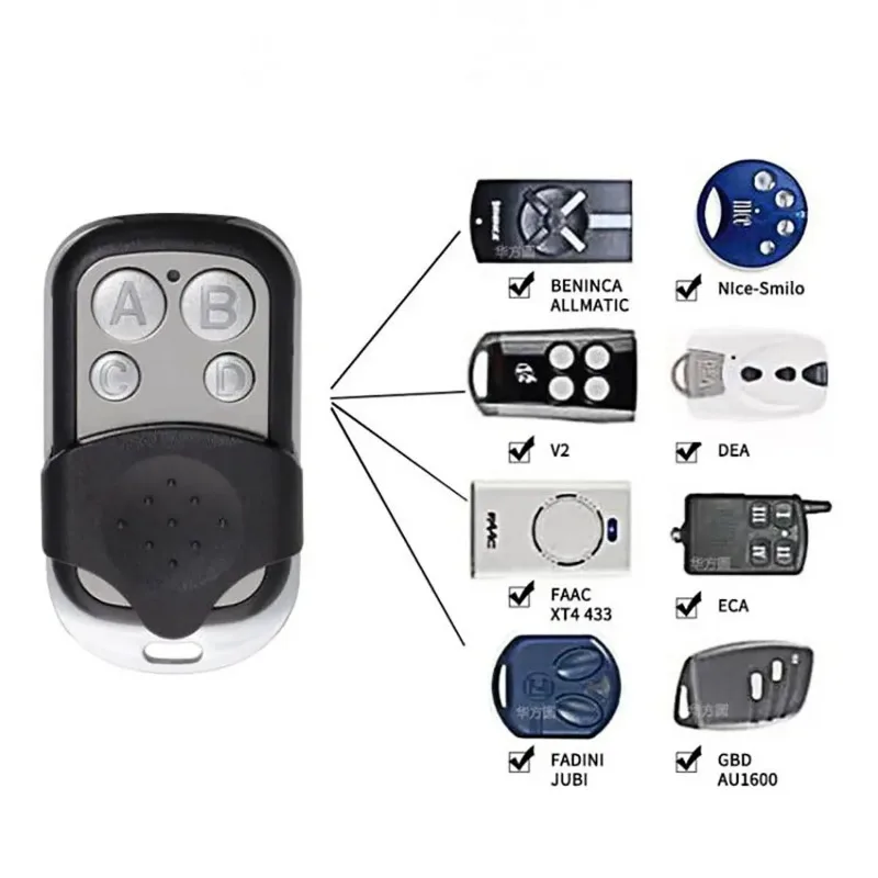 Universal 433MHz Metal 4 Button Remote Control Transmitter ABCD Lock Unlock Garage Door Opener Smart Remote