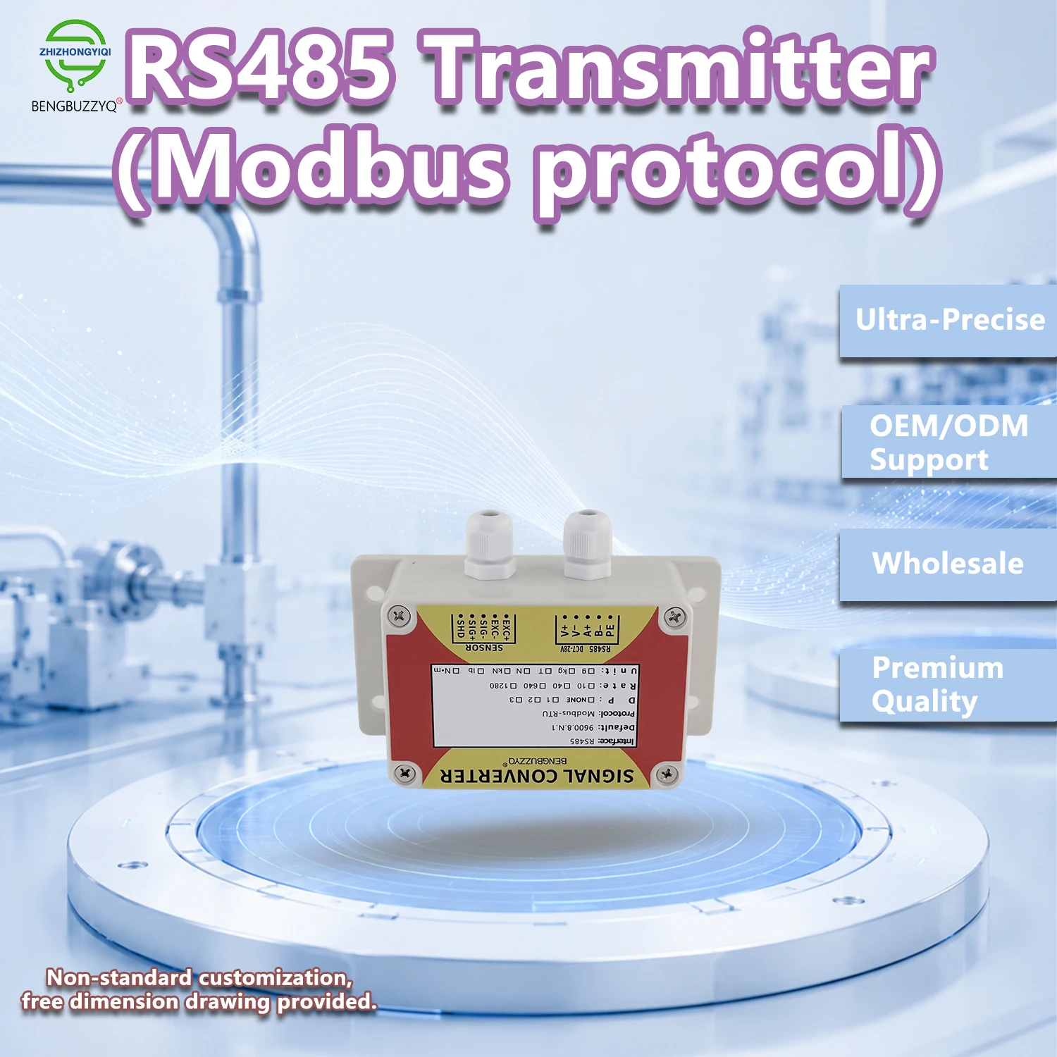 Industrial 485 Weighing Sensor Converter, Supports 4/6 Wire Load Cells, Wide 7–28V Power Input, IP65, PLC Compatible