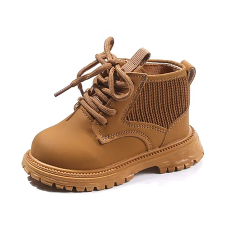 

Новинка 2023 года, осенние детские ботинки из искусственной кожи, обувь для мальчиков, ботильоны на резиновой подошве для девочек, нескользящая модная обувь для малышей