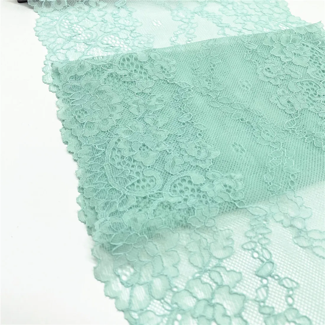 3y/lot Width 22cm Light Green Elastic Stretch Lace Trimming For Garment Accessory DIY Material Dress Lingerie Fabric