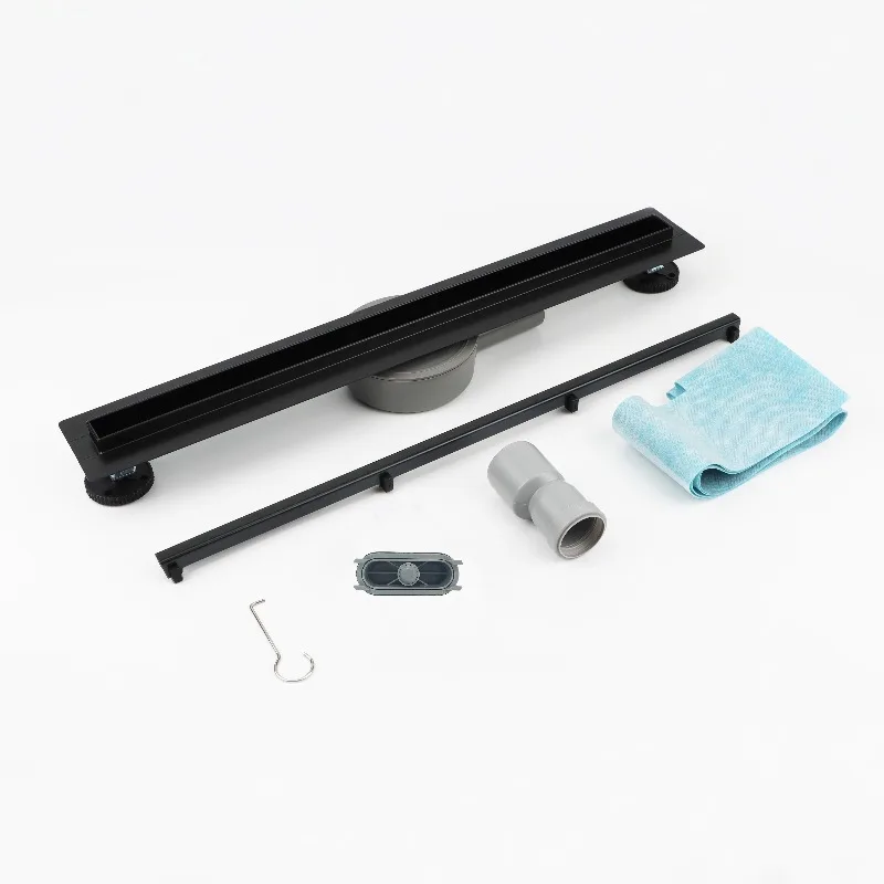 Popular Black Ultra-thin Shower Linear Channel SS304 Strip Drain Floor Bathroom Deodorant Structure