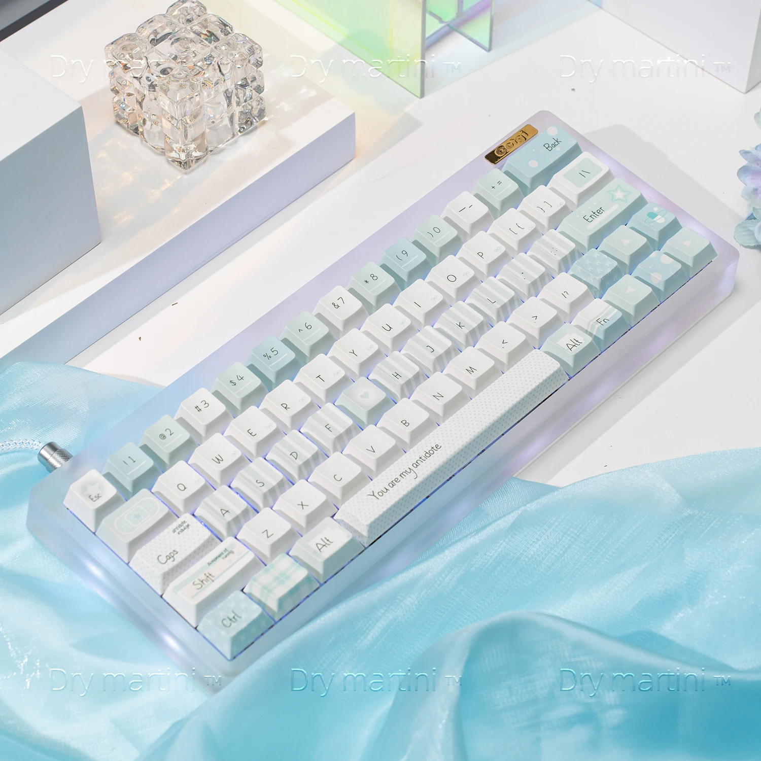 

Колпачки для клавиш Antidote Cherry Mo Pbt, простые светло-голубые колпачки для клавиш 129/131 клавиш, 2,25/2,75U, макет Алисы, космическая планка для изготовления индивидуальных колпачков для ключей своими руками