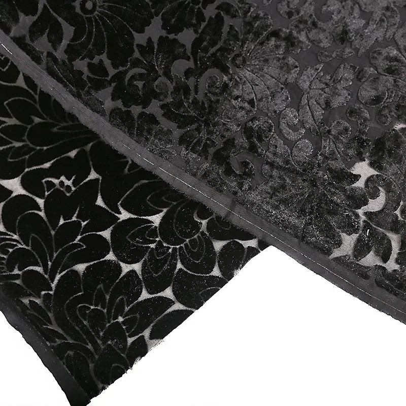 50cm/100cm*114cm Brocade Burnt-out Velvet Fabric Flower Hollow Dress Simulation Silk Fabric for DIY Sewing Clothing