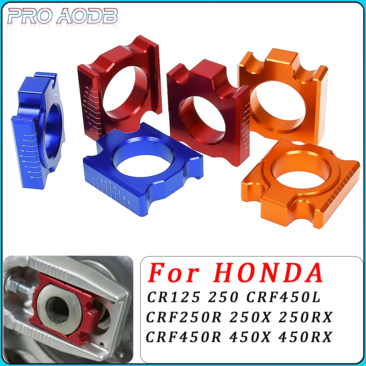 

Motorcycle CNC Rear Chain Adjuster Axle Blocks For HONDA CRF250R CRF450R CRF250X CRF450X CRF250RX CRF450RX CR 125 250 CRF X R RX