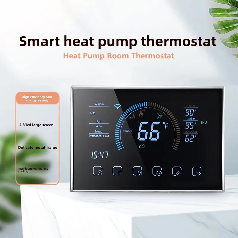 

Smart WiFi Thermostat Controller 24V for Home Geothermal Heat Pumps, Tuya-Compatible HVAC System Panel