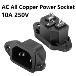 5/20/100PCS 250V10A lEC320 C14 Black 3Pins Terminal Male Plug Inlet Power Plug Socket AC-04 Panel Mount AC Charging Outlet