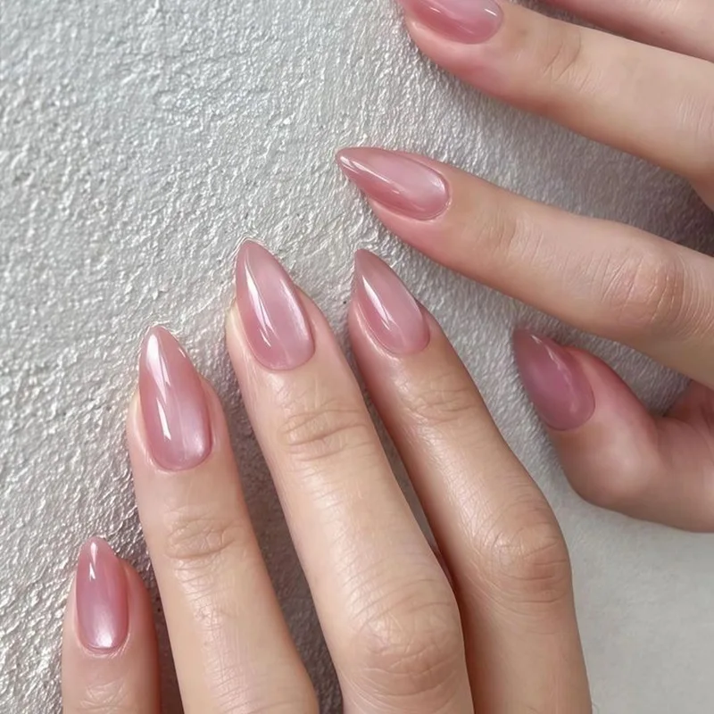 Wine Red Cat Eye Nail Art False Nails Set