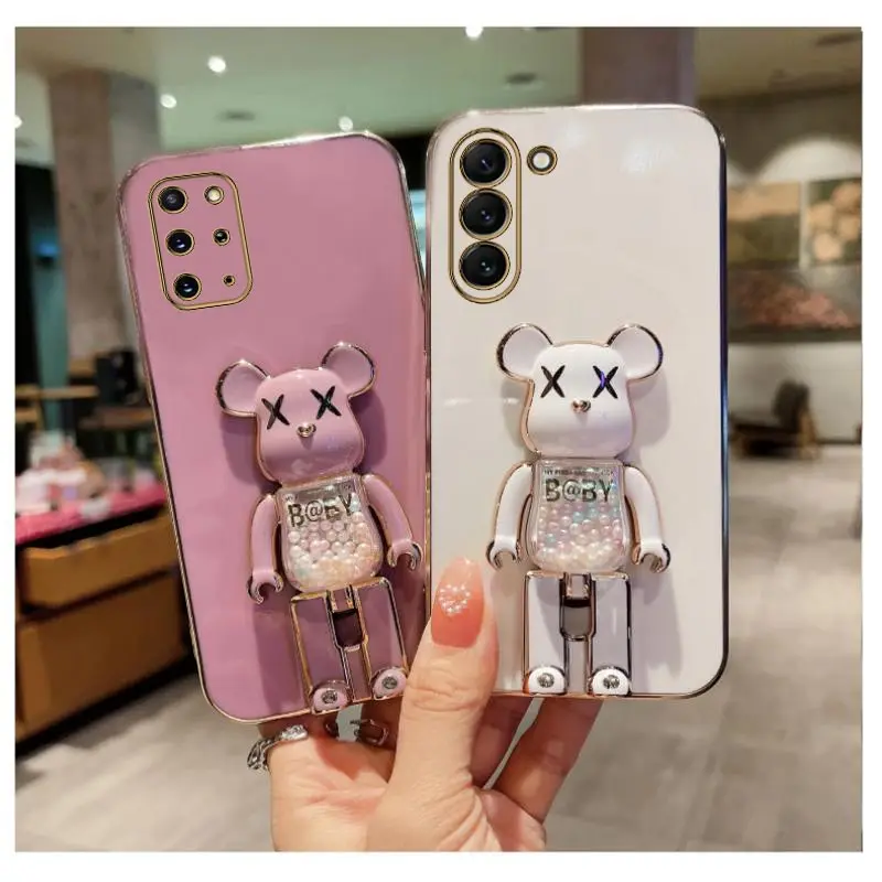 Quicksand Bear Phone Holder Case For Samsung Galaxy S23 S21 S20 Ultra S22 S10 Note 10 20 23 Plus Ultra S20 S21 Fe  Stand Cover