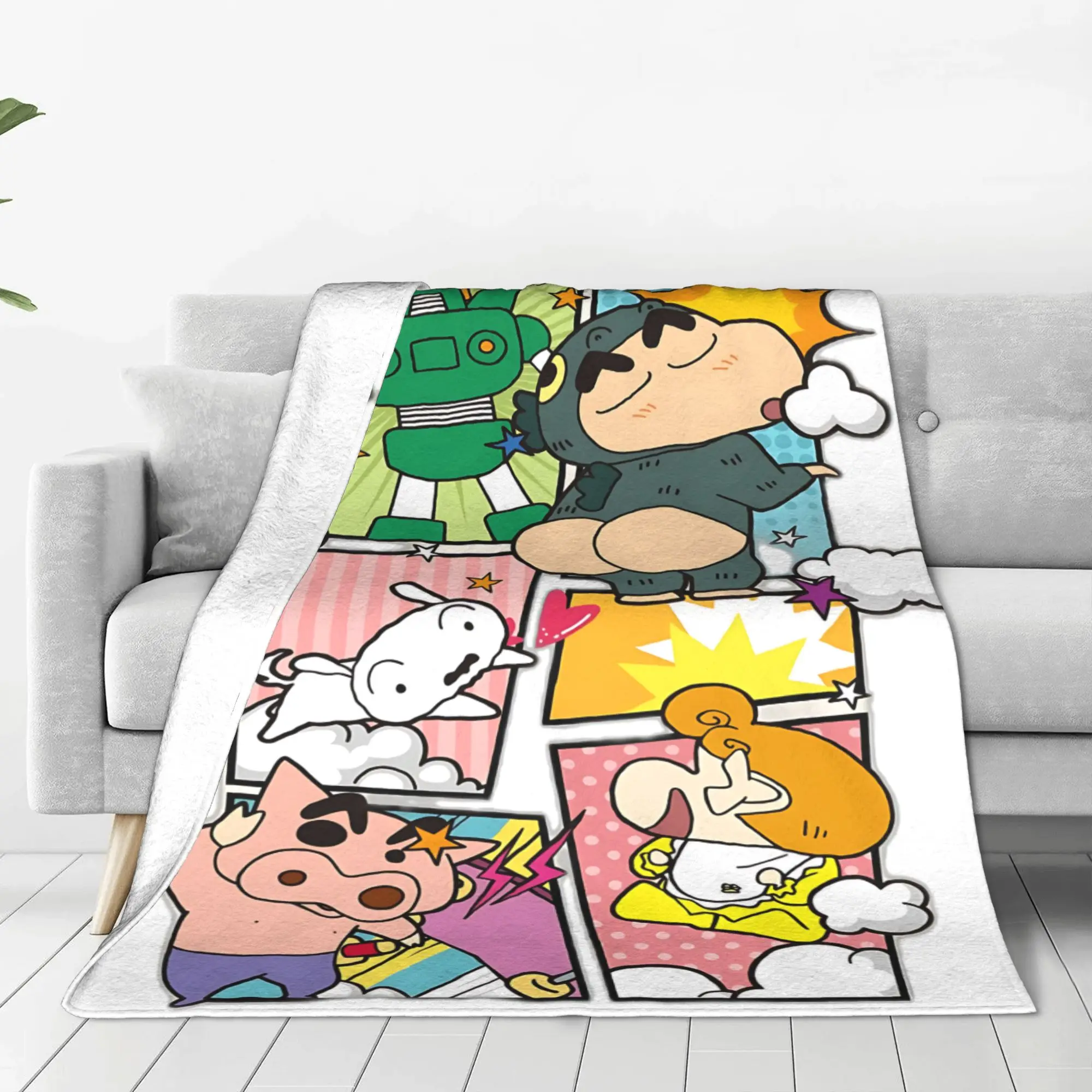 1PC home Cutecore Room Decor Crayon S Shin chan Blanket Throw Blanket  Novelty Warm Blanket All Season