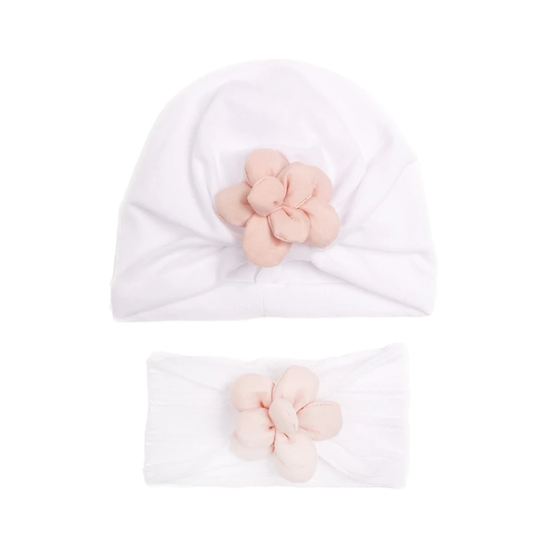 Stirnband mit Beanie-Mütze für kleine Mädchen, Blumen-Haarbänder, dreidimensionale dekorative Kopfbedeckung,