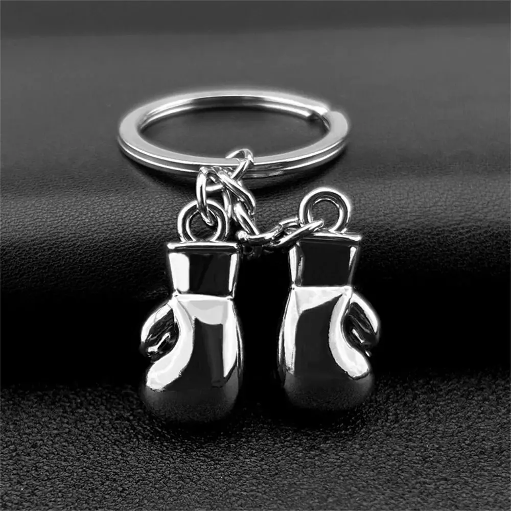 Cute 3D Boxing Gloves Keychain Mini Metal Fitness Boxing Key Ring Car Keys Trinket Bag Backpack Decor Sport Pendant Boxer