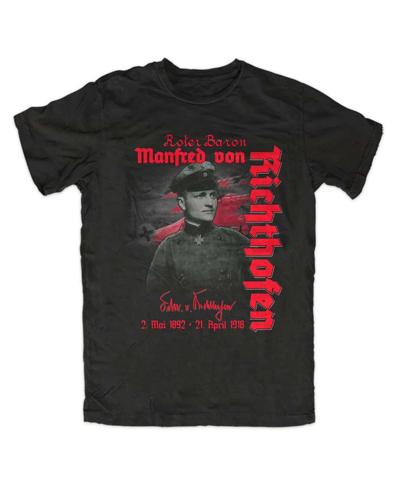 100% Cotton O-Neck Summer Short Sleeve Casual Mens T-shirt Size S-5XL Red Baron Richthofen Flying Circus Foker DR1 T-Shirt