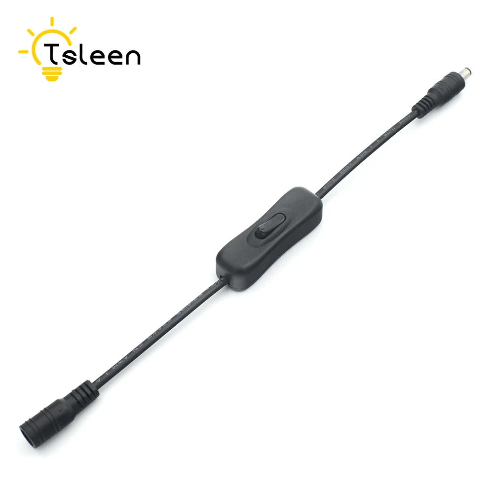 Interruptor de encendido y apagado en línea, Cable negro de 2,1mm x 5,5mm para conector Arduino de 12-24V, interruptor de encendido y apagado, 2,1x5,5mm