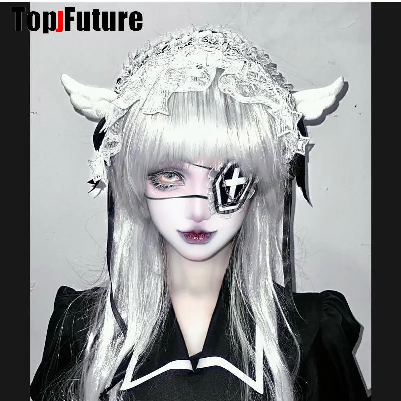 Women y2k girl gothic lolita cosplay Harajuku Punk hairbands hairband hair hoop Lolita angel ear lace Lolita cosplay Headband