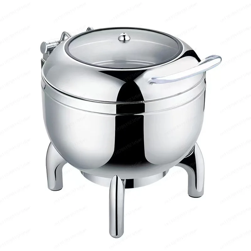 11L Stainless Steel Buffet Food Warmer, Electric Soup Porridge Heat Preservation Bucket with Visual Window
