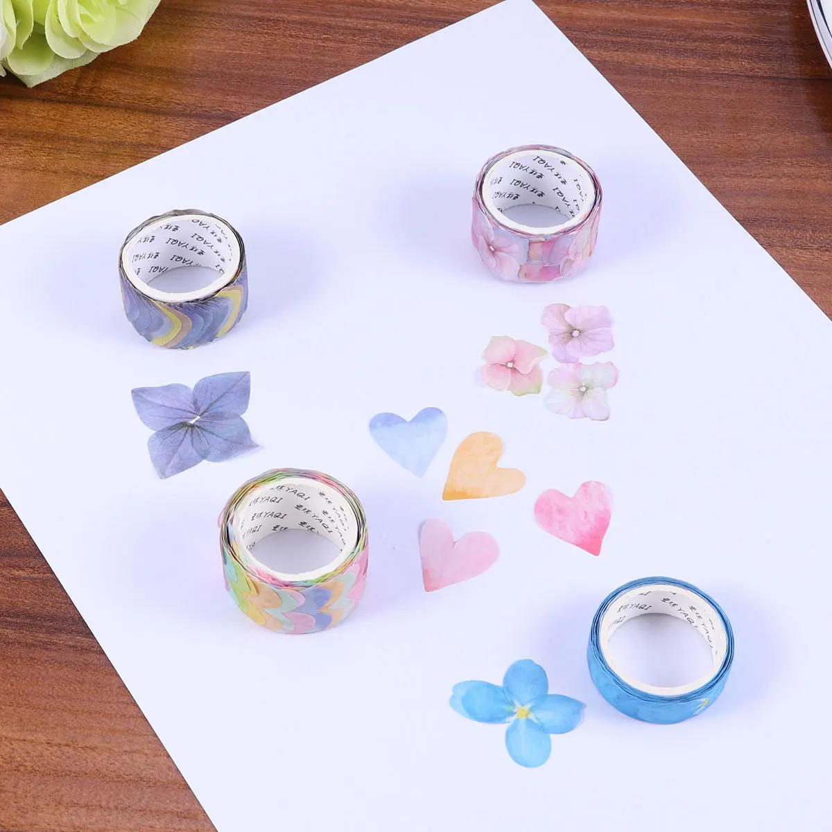 

4 Roll Creative Flower Petal Tape Decorative Masking Tape DIY Stickers for Scrapbooking Diary Journal Masking Washi Tapes
