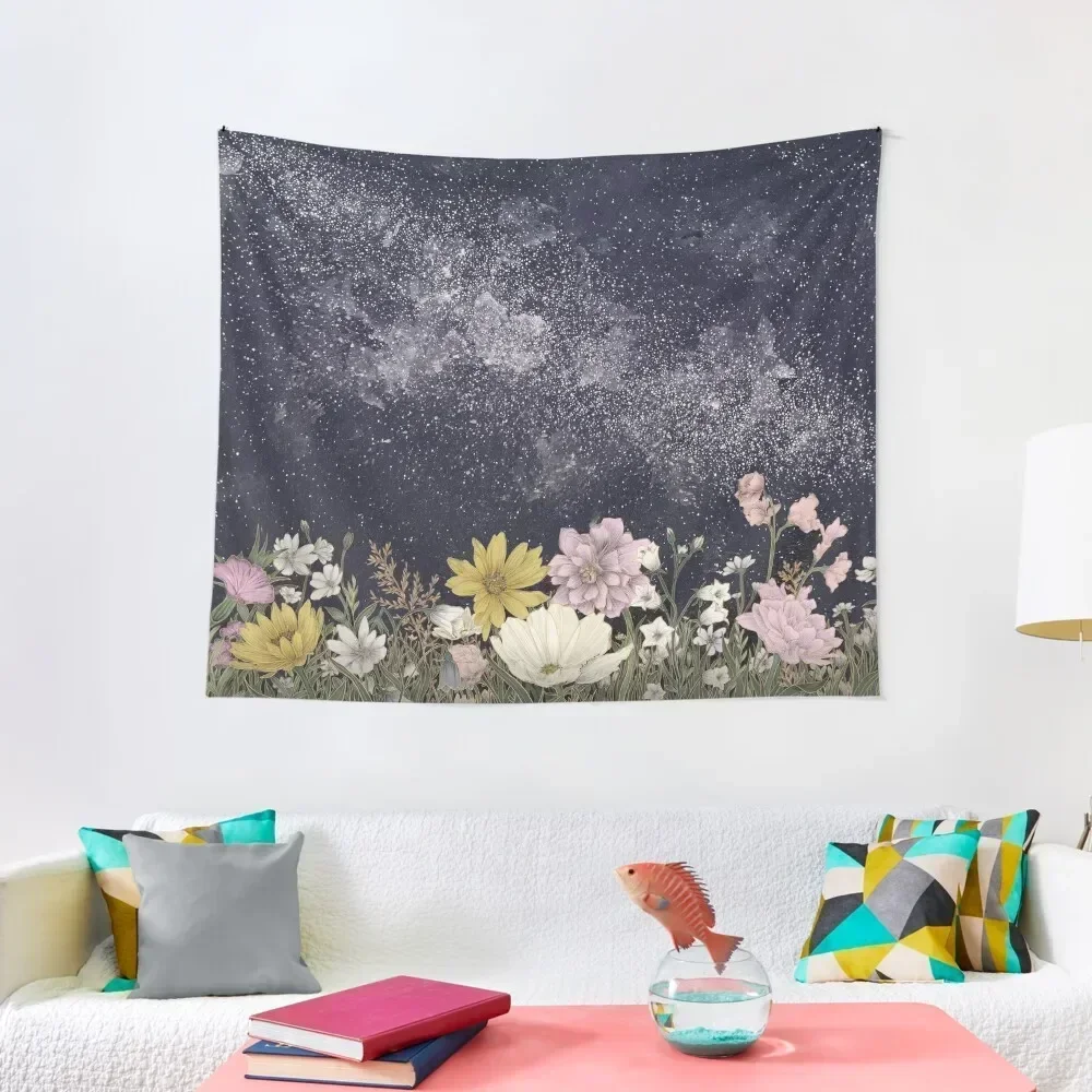 Galaxy in Bloom Colour Version Tapestry Aesthetic Room Decor Korean Decorative Wall Mural Tapestry