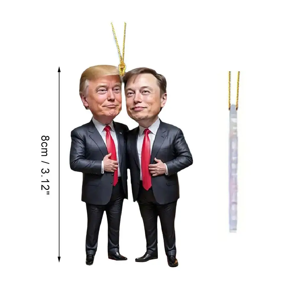 2D und Elon Musk Acryl Cartoon Anhänger lustige Anhänger Schlüsselanhänger mit Auto Puppe hängen Weihnachtsbaum Anhänger