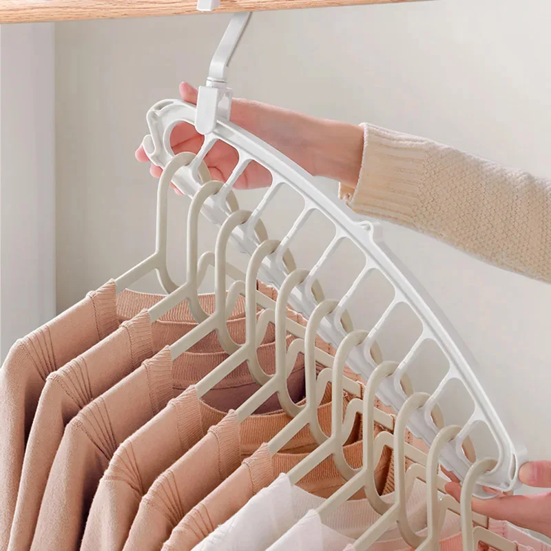 1pc11-hole Clothes Hanger Multi-functional Dormitory Home-use Clothes Hanger Closet Clothes Support Spiral Plastic Drying Hanger