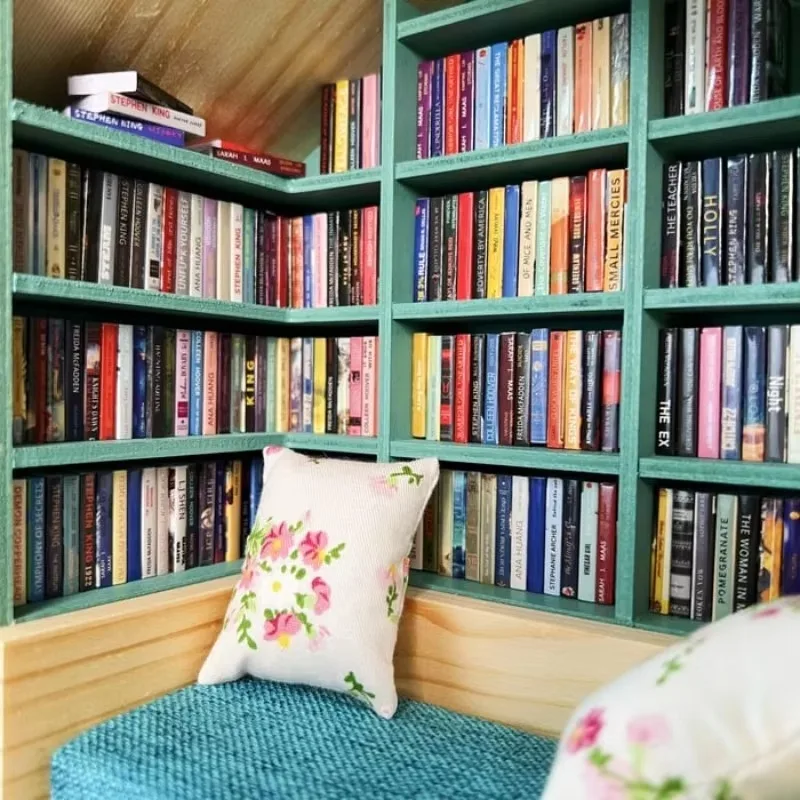 Anxiety Bookroom | Shake Away Your Anxiety Wooden Miniature Study Room Ornament Creative Anti-Anxiety Bookshelf