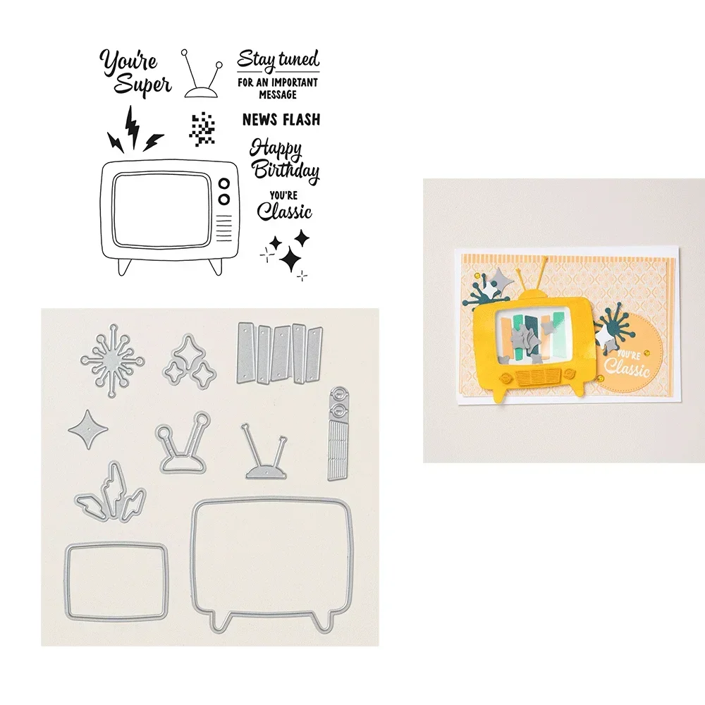 2pcs/set House Tree Bundles Clear Stamps And Metal Cutting Dies For DIY Craft Making Card  Photo Album Scrapbooking Decoration