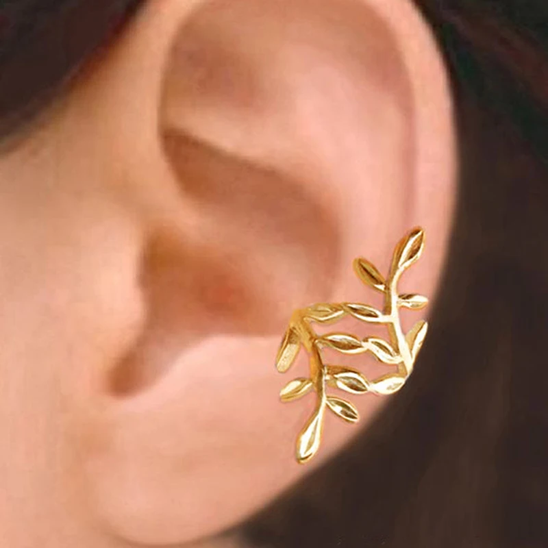 Huitan Blatt-Ohrmanschetten, nicht durchdringende Ohrringe für Frauen, exquisite Knorpelohrringe, moderne Mode, Ohrclips, Schmuck, neue Ankunft
