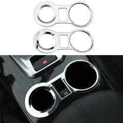 ABS Chrome Car Water Cup Holder Cover Sticker Trim for Peugeot 3008 2013 2014 2015 LHD Interior Accessories