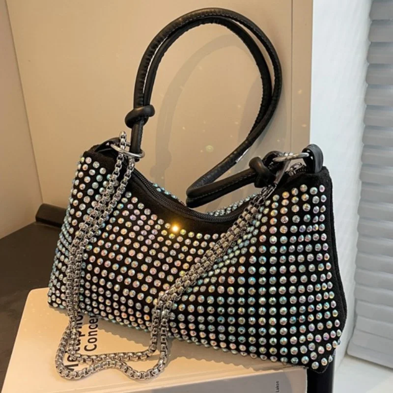 

Flash diamond with diamond small bag female willow nail fashion crossbody bag chain net red handbag shoulder bag