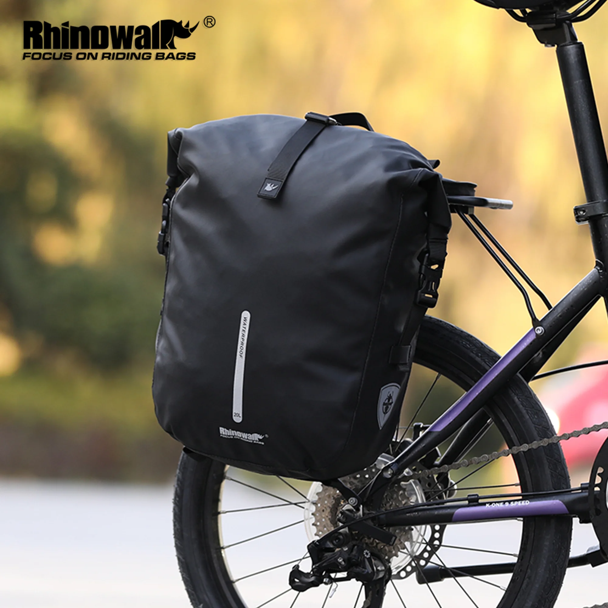 

Rhinowalk Велосипедная сумка-корзина Водонепроницаемая 20л велосипедная задняя стойка Боковая сумка для хранения Велосипедная сумка через плечо Рюкзак подходит для MTB шоссейного велосипеда