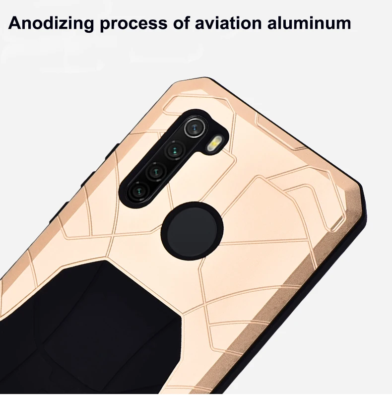 Cell Phone Case For Xiaomi Redmi Note 8 Shockproof Heavy Duty Tank Silicone Aluminum Metal Cover For Redmi Note8 Pro Case