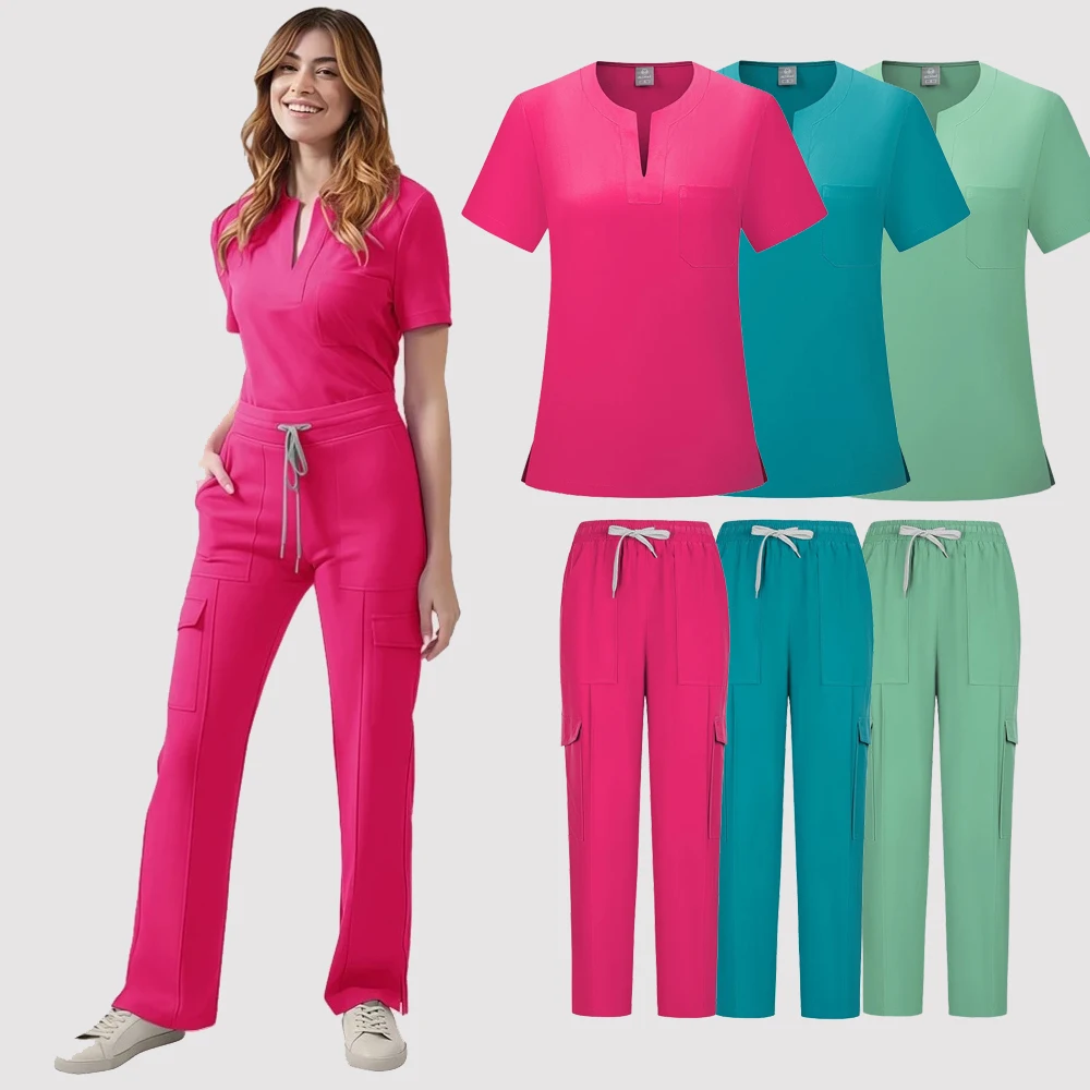 

Женские медицинские больничные скрабы для врачей, униформа для медсестер с мультяшным принтом, наборы скрабов, униформа, прямые брюки, скрабы, аксессуары для медсестер