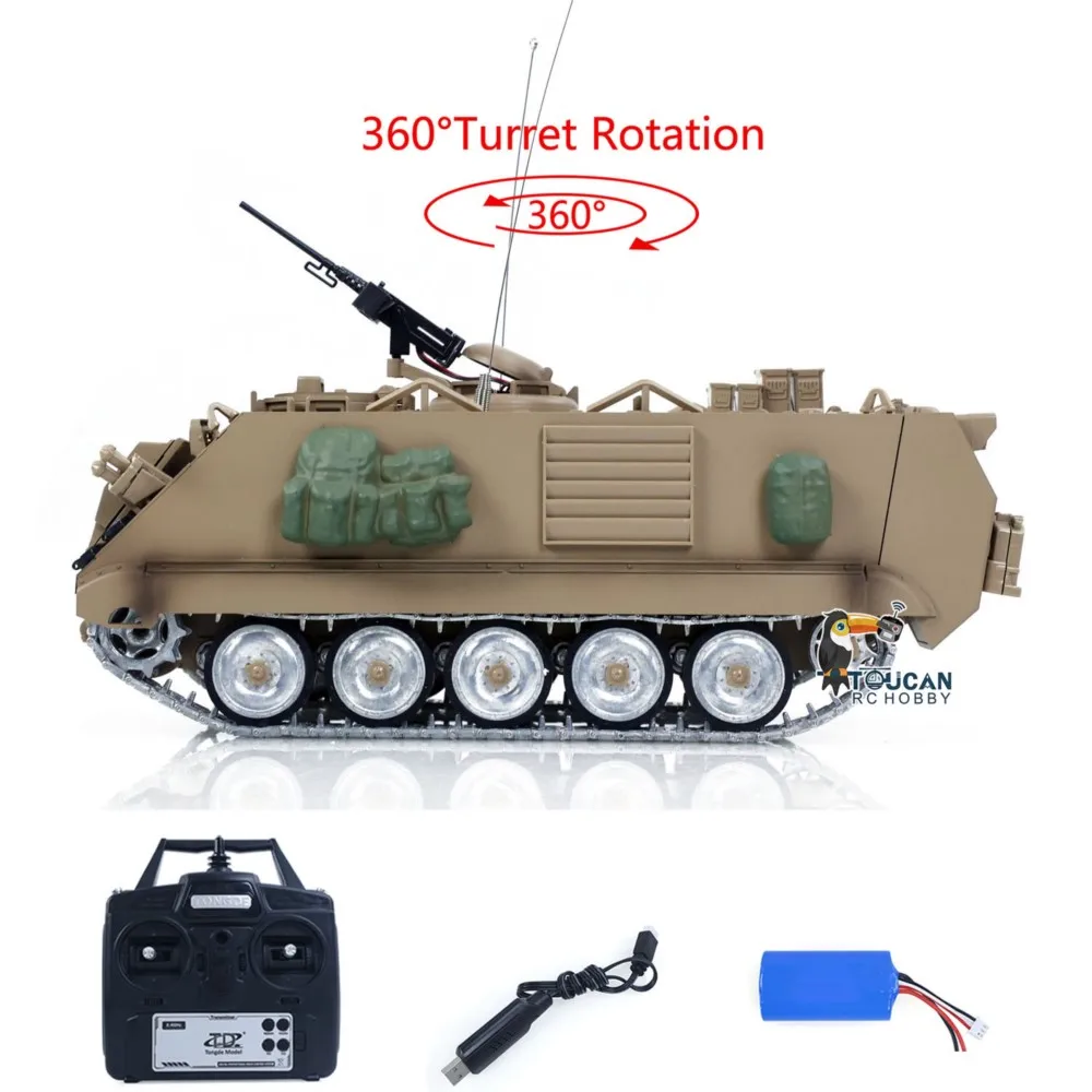 US Stock Toy TD 1/16 RC Tank M2412-C M113A2 APC Infrared Turret Rotary 360 Remoted Electric Military Vehicle Metal Wheel Panzer