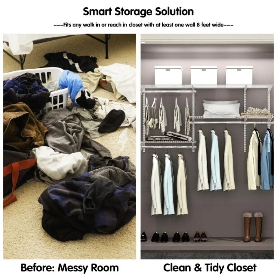 Custom Closet Organizer Kit 3 to 5 Feet WallMounted Closet System with Hang Rod