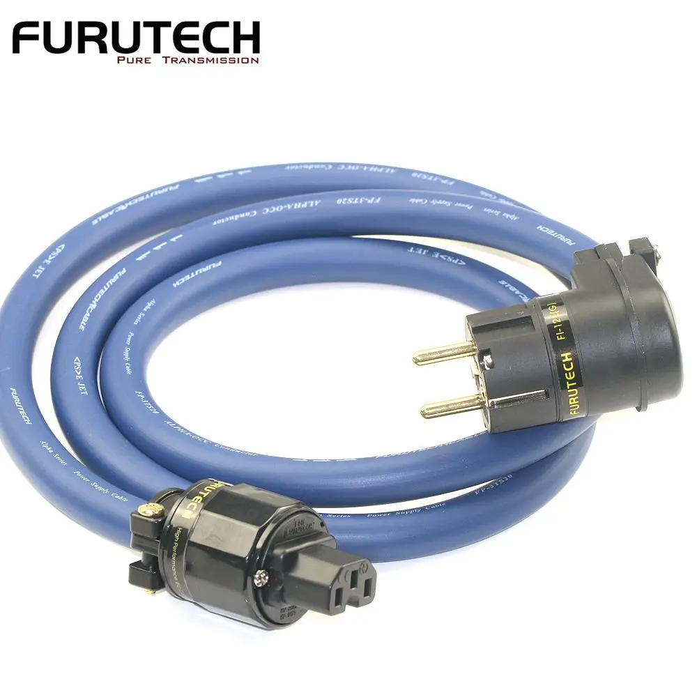 Original Japanese Furutech FP-3TS20 Blue Ribbon OCCHiFi Power Cable 90 ° Bend EU Plug Amplifier CD Upgrade Line