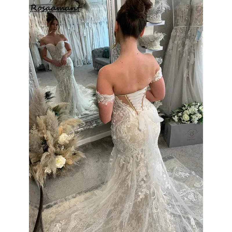 2025 г. Корсет с открытыми плечами, свадебные платья русалки, милые аппликации, кружевные свадебные платья в стиле кантри